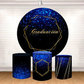 Lofaris Black And Blue Facula Round Graduation Backdrop Kit